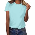 thumbnail image 1 of Yuyuzo Chemises d'Été pour Femmes Col Rond Manches Courtes Tee Tops Blouses Amples Unies, 1 of 5