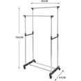 thumbnail image 2 of Livearty (TM) Clothing Rack Double Rod Clothing Metal Garment Rack for Hanging Clothes, Rolling Clothes Organizer on Lockable Wheels and Bottom Shelves, Height Adjustable, 2 of 6
