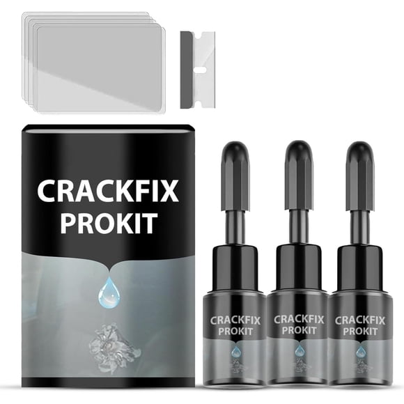 Kit CrackFix Pro, Kit de Réparation de Fissures de Pare-Brise, Solution de Réparation de Éclats et de Fissures de Verre de Voiture, Kit de Réparation de Verre Auto Facile à Faire Soi-Même pour Fissures, Éclats et « Bulls-Eyes » sur Pare-Brise