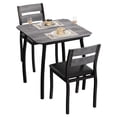 thumbnail image 1 of 3 Piece Dining Table Set for 2 – Space-Saving Kitchen Table with Metal Frame, Wood Grain Top, Upholstered Chairs – Perfect for Small Dining Room, Apartment, Studio, 1 of 9