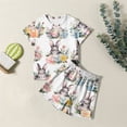 thumbnail image 1 of Ensemble de Pyjamas de Pâques pour Garçons Mignon Lapin de Pâques Col Rond T-Shirt à Manches Courtes et Shorts Ensemble Vêtements de Printemps, 1 of 6
