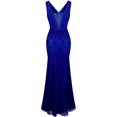 thumbnail image 2 of Angel-fashions Women's V Neck Lace Split Ruffled Beading Sheath Wedding Dress, 2 of 7