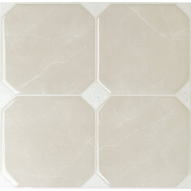 Smart Tiles Peel and Stick Backsplash, 5 Adhesive Tiles, Betera Beige/White, 7.75"x7.75"