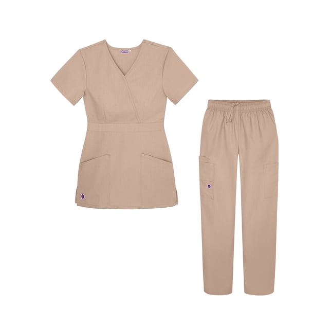 Sivvan Ensemble de Sarrau pour Femmes - Pantalon Cargo à Multiples Poches et Haut Cache-Cœur Stylé