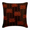 thumbnail image 1 of Pillow Case With Zipper, Brown 14x14 inch (35x35 cm) Lotus Embroidered Decorative Pillow Covers Throw Pillow Cover For Couch, Contemporary Style, Floral Pattern - Red Lotuses, 1 of 3