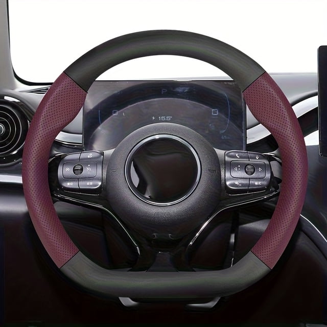 Ce Couvercle de Volant Texturé en Fibre de Carbone Convient aux Modèles BYD d'Une Taille de 37-38,5 Cm/14,56-15,16 Po, Présentant un Design Rond en Forme de D.