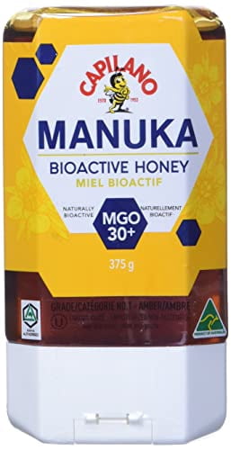 Capilano Manuka Honey Naturally Bioactive MGO30+ 375g. Non Drip. Stand-up Squeeze Bottle. Gluten , Dairy , Egg , Soy and Nut Free. No Additives