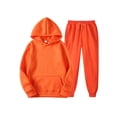 thumbnail image 1 of Innerwin Hoodies And Sweatpant Set Solid Color Mens Tracksuit Winter Hooded Warm 2 Piece Hoodie Orange L, 1 of 2