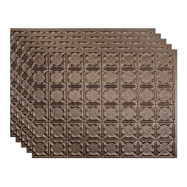 Fasade 18in x 24in Traditional Style 6 Argent Bronze Backsplash Panel 5 Pack