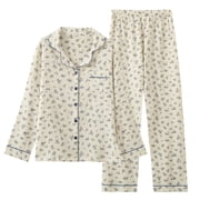 TopLLC Pajama Sets Lounge Sets for Women ,Women'S Sleepwear Women's Button Casual Long Sleeve Tops Loose Printing Pants Home Clothing Pajamas Set Pajama Sets