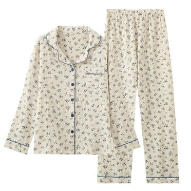 TopLLC Ensembles de Pyjama Ensembles de Détente pour Femmes, Vêtements de Nuit pour Femmes Hauts Décontractés à Boutons à Manches Longues Amples Pantalons Imprimés Vêtements de Maison Ensemble de Pyjama Ensembles de Pyjama