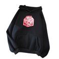 thumbnail image 1 of Pompotops Femmes Mignon Ample Imprimé Fraise Décontracté Manches Longues Hauts à Capuche Poches Chandails en Molleton Chandail, 1 of 3