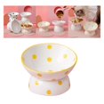 thumbnail image 3 of 200ml Ceramic Tilted Raised Cat Food Bowl Slant Porcelain Pet Cat Dish Accessory Yellow Dots, 3 of 8