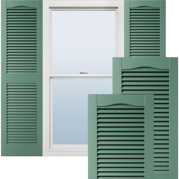Ekena Millwork Lifetime Vinyl Ll1S12X05500Fg Standard Cathedral Top Center Mullion, Open Louver Vinyl Shutters, W/Installation Shutter-Lok'S & Matching Screws (Per Pair), 12""W X 55""H, Forest Green