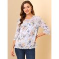 thumbnail image 3 of INSPIRE CHIC Blouse Fluide en Mousseline à Volants à Manches 3/4 à Imprimé Floral pour Femme, 3 of 6