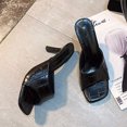 thumbnail image 2 of yulier Womens Heeled Sandals Square Toe Single Strap Open Toe Slip On Mules Slide Sandals Stiletto Heels, 2 of 5