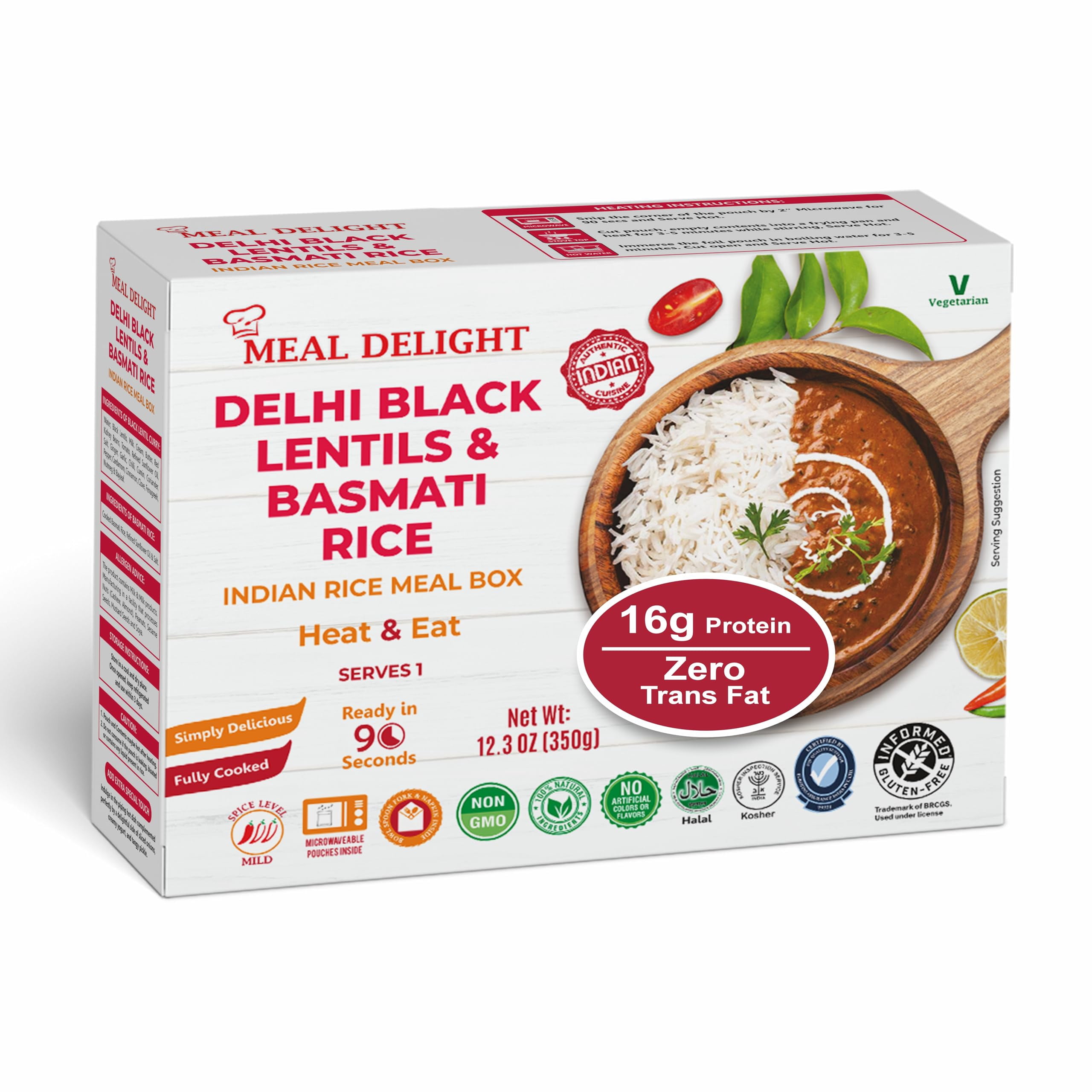 Meal Delight Fully Cooked Delhi Black Lentils with Basmati Rice, Ready ...
