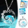 thumbnail image 3 of Ocean's Oath Jewelry Set, Boho Blue Ocean Wave Necklace Earring RingsZ4Y6, 3 of 8