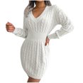 thumbnail image 1 of Vêtements d'Hiver pour Femmes Robe Chandail Tricotée Moulante à Col en V avec Sac à la Taille pour l'Automne et l'Hiver pour Femmes, 1 of 7
