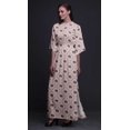 thumbnail image 4 of Bimba Robe Longue Imprimée en Rayonne à Feuilles/fleurs et Losanges Géométriques, Taille Smockée, Fente Latérale, pour Femme - Petit, 4 of 6
