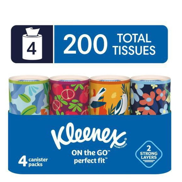 Kleenex Perfect Fit Mouchoirs pour le Visage, Boîtes Canister, 50 Mouchoirs, 2 Épaisseurs
