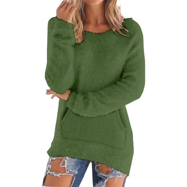 WZXFASHION Womens Casual Solid Long Sleeve Jumper Sweaters Blouse Spring Savings Clearance wool pullover sweater