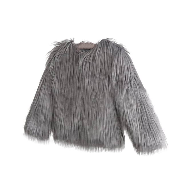 RXIRUCGD Manteau à Manches Longues pour Enfants à Col Rond Couche de Base à Manches Longues en Cuir Fourrure Artificielle ( Gris, Taille : 100 )