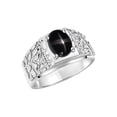 thumbnail image 4 of RYLOS Men's Rings Sterling Silver Designer Nugget Ring Oval 9X7MM Gemstone &  Diamonds  Black Star Sapphire Birthstone Rings For Man Size 13, 4 of 7