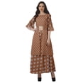 thumbnail image 1 of Moomaya Printed High Low Crop Top Kurti Palazzo Set Ethnic Indian Clothing Set For Womens, 1 of 8