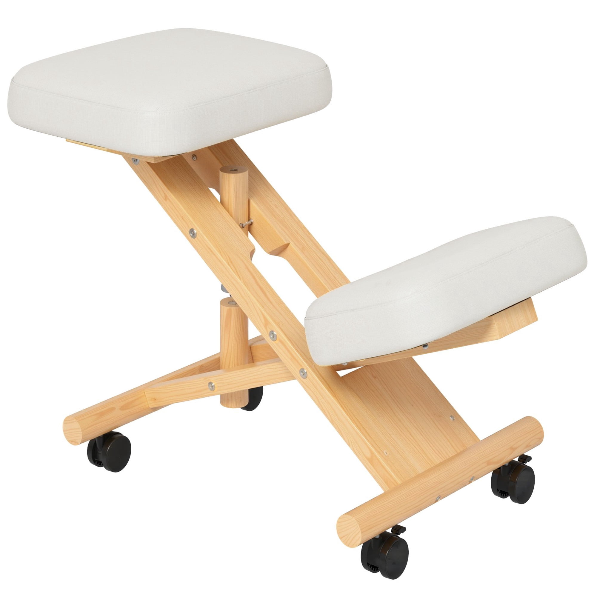 HOMCOM Ergonomic Kneeling Chair, Posture Chair for Home Office, Cream White