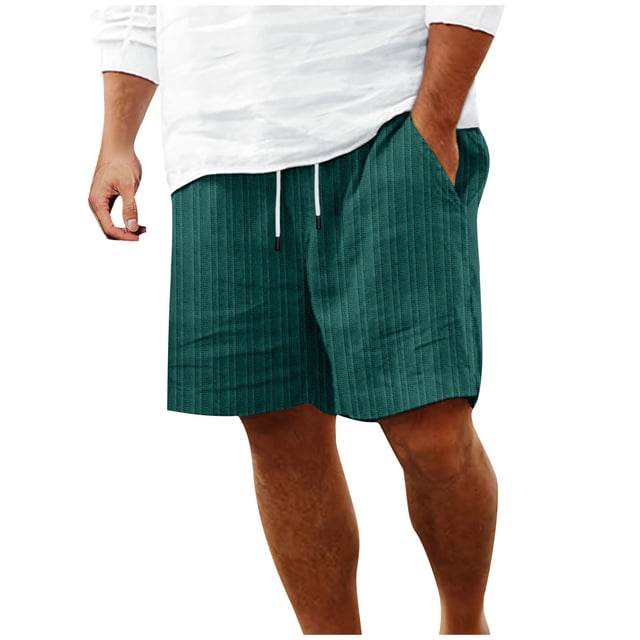 Plebaso Mens Shorts Summer Beach Shorts with Drawstring Solid Color Lightweight Vacation Pocket Shorts