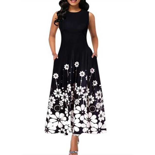 Ketyyh-chn99 Robes Chemises pour Femmes Grande Taille Robe Maxi à Manches Longues Robe Longue Confortable Noir,P