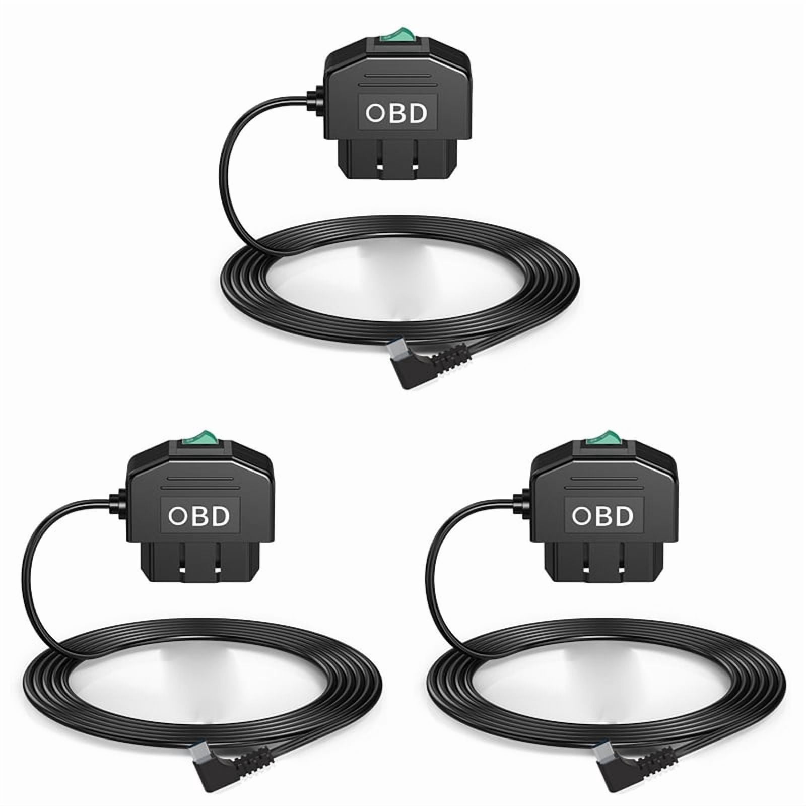 3X Dash Cam OBD Hardwire Kit,Dash Camera USB Type C Hardwire Kit with OBD Power Cable for Dashcam 12-24V to 5V/3A,3x OBD dashcam hardwire kit,Black