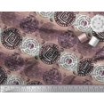thumbnail image 3 of Soimoi Crepe Silk Fabric Text,Floral & Greek Key Block Print Fabric by the Yard 42 Inch Wide, 3 of 3