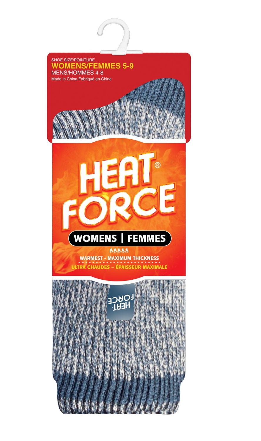 Heat Force Women's Denim/ Cream Contrast Heel & Toe Twist Crew Sock 5-9