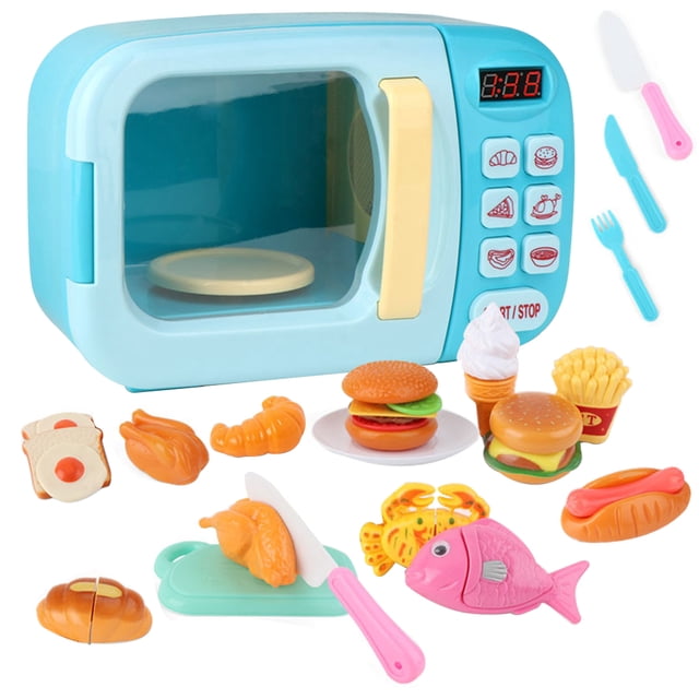 31PCS Kids Microwave Playset Interactive Realistic Pretend Play Toy Kitchen Toy