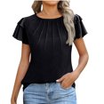 thumbnail image 1 of Tnhcen Blouses à Col Rond à Manches Courtes pour Femmes d'Été Décontractées à Motif Infroissable - Hauts Extensibles en Nylon Spandex P-2TG Blouses Mode Respirantes, 1 of 6