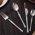 thumbnail image 3 of French Style Cutlery 304 Stainless Steel Hammered Texture Tableware Non-Slip Handle Small Waist Design Serrated Knife Sharp Fork Spoon, 3 of 8