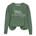thumbnail image 4 of Chandail pour Fillette Offres Chandail à Col Rond Surdimensionné pour Filles Mode Enfants Chandail à Manches Longues à Enfiler Hauts 1-12 Ans Chandail pour Fillette Vert 1-2T, 4 of 6