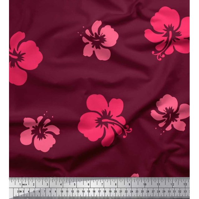 Soimoi Moss Georgette Fabric Artistic Flower Print Sewing Fabric Yard 42 Inch Wide