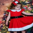 thumbnail image 3 of Girls Christmas Velvet Dress Short Sleeve Patchwork Dress, 3 of 6