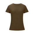 thumbnail image 4 of Plebaso Women's Basic T Shirts Ribbed High Neck Slim Tee Shirts Short Sleeve Casual Solid Color Tshirts, 4 of 6