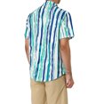 thumbnail image 3 of INSPIRE CHIC Men's Striped Short Sleeves Shirts Button Down Print Hawaiian Shirt S Blue Green, 3 of 6