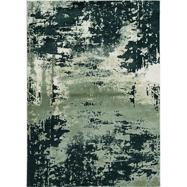 HomeRoots 354140 6 ft. 7 in. x 9 ft. 6 in. Polyester Silver Charcoal Area Rug