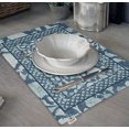 thumbnail image 3 of Vargottam Napperons - Napperon pour Table à Manger, Ensemble de 4 - Serviette en Coton Imprimée et Réversible - Napperons d'Intérieur pour Table de Maison et de Cuisine - Batik Asiatique (Bleu Moyen), 3 of 5