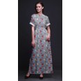 thumbnail image 2 of Bimba Robe Longue pour Femmes en Rayonne à Feuilles/rayures et Rayures de Fleurs Rouges, Style Bohème, Plage, Cocktail, Fête, Maxi, Fendue - XX-Grand Bleu Lavande, 2 of 6