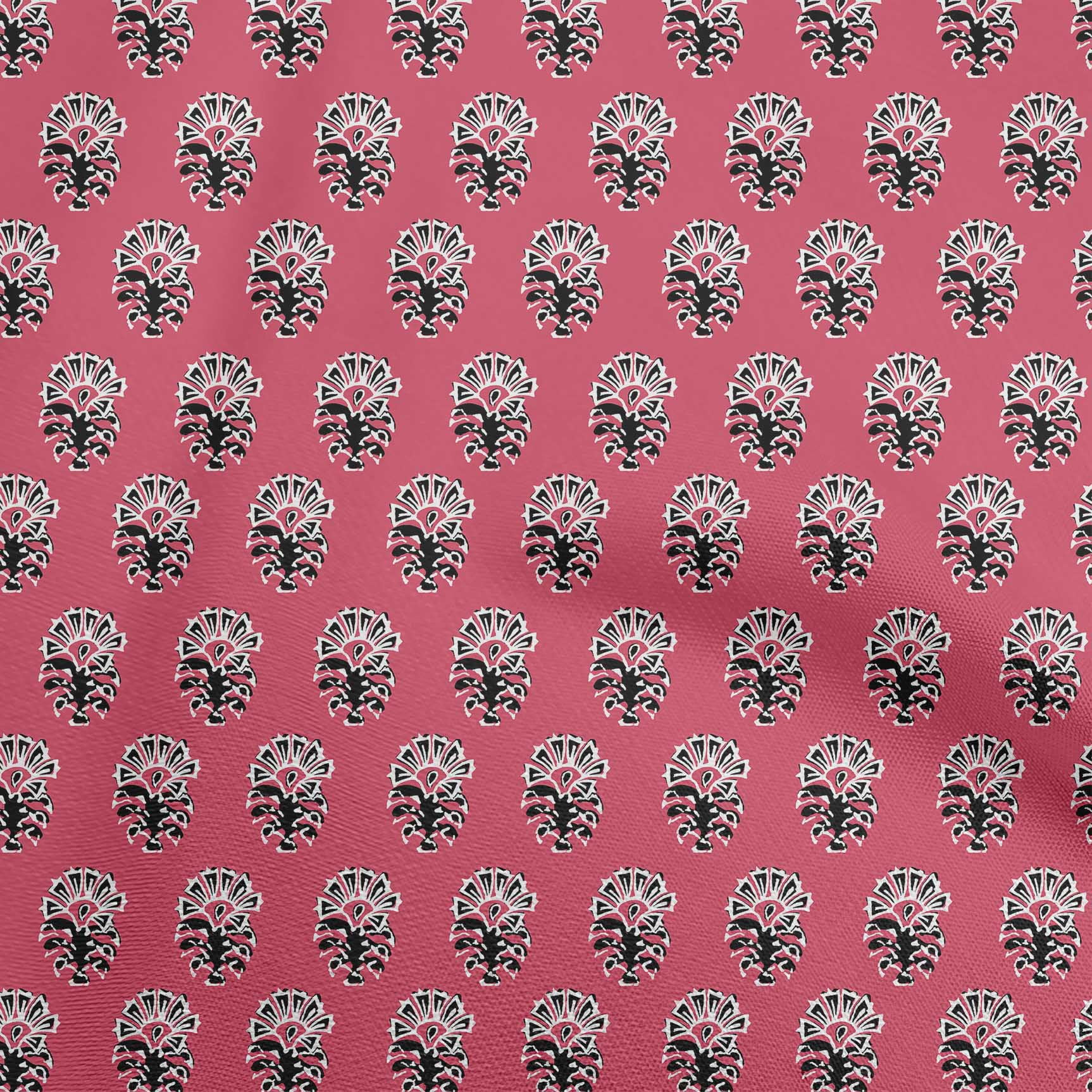oneOone Georgette Viscose Pink Fabric Block Sewing Material Print Fabric By The Yard 42 Inch Wide