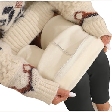 Kyusrd Leggings For Women Winter Warm Elastic Thermal Fleece Lined Thick Tights Legging Pants Casual Solid Color Winter Warm Stretchy Leggings