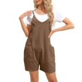 thumbnail image 1 of PMUYBHF Combinaison à Manches Longues du 4 Juillet pour Femmes, Décontractée, Combinaisons d'Été Décontractées Sans Manches pour Femmes, Coupe Ample, Bretelles Spaghetti, Short, Combinaison avec Poches, 1 of 6