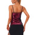 thumbnail image 3 of INSPIRE CHIC Blouse à Sequins pour Femmes Panneau en Maille Sans Manches Top de Fête Clue Cami Rose Vif m, 3 of 6